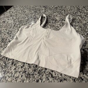 lululemon athletica Ribbed Scoop Button Crop Tank in Light Beige